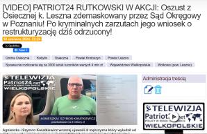 Skuteczna interwencja państwa Kwiatkiewicz i Telewizja.Patriot24.net! Prokurator Rejonowy w Lesznie uznał argumenty i wycofał decyzję o odmowie wszczęcia dochodzenia dot. 2-krotnego okłamania policjantów. Szefowi Agro Fondi sp. z o.o. grozi 8 lat więzienia