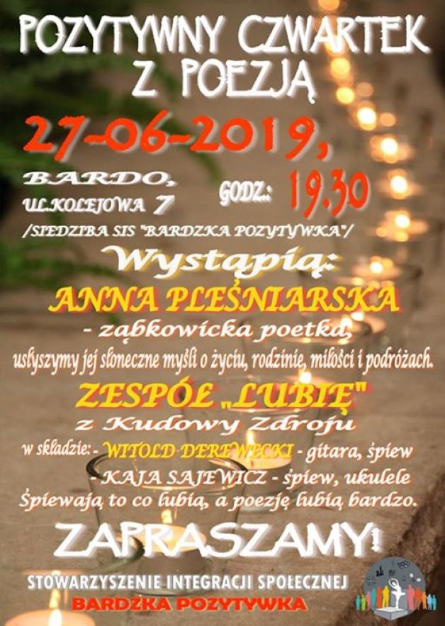Bardo: poezja i muzyka w wieczornej oprawie ze Stowarzyszeniem Integracji Społecznej Bardzka Pozytywka